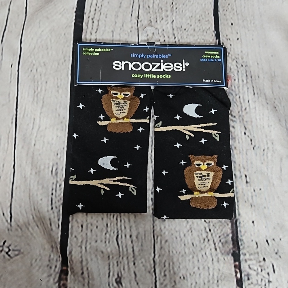Snoozies Simply Pairables Owl Night Women's Crew Socks NWT Size 5-10